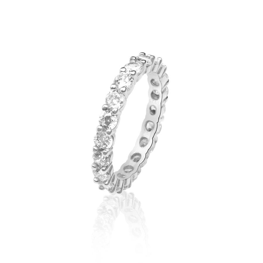 טבעת Daisy - המשובצת זרקונים מנצנצים בכל היקפה. טבעת עשויה כסף אמיתי 925.