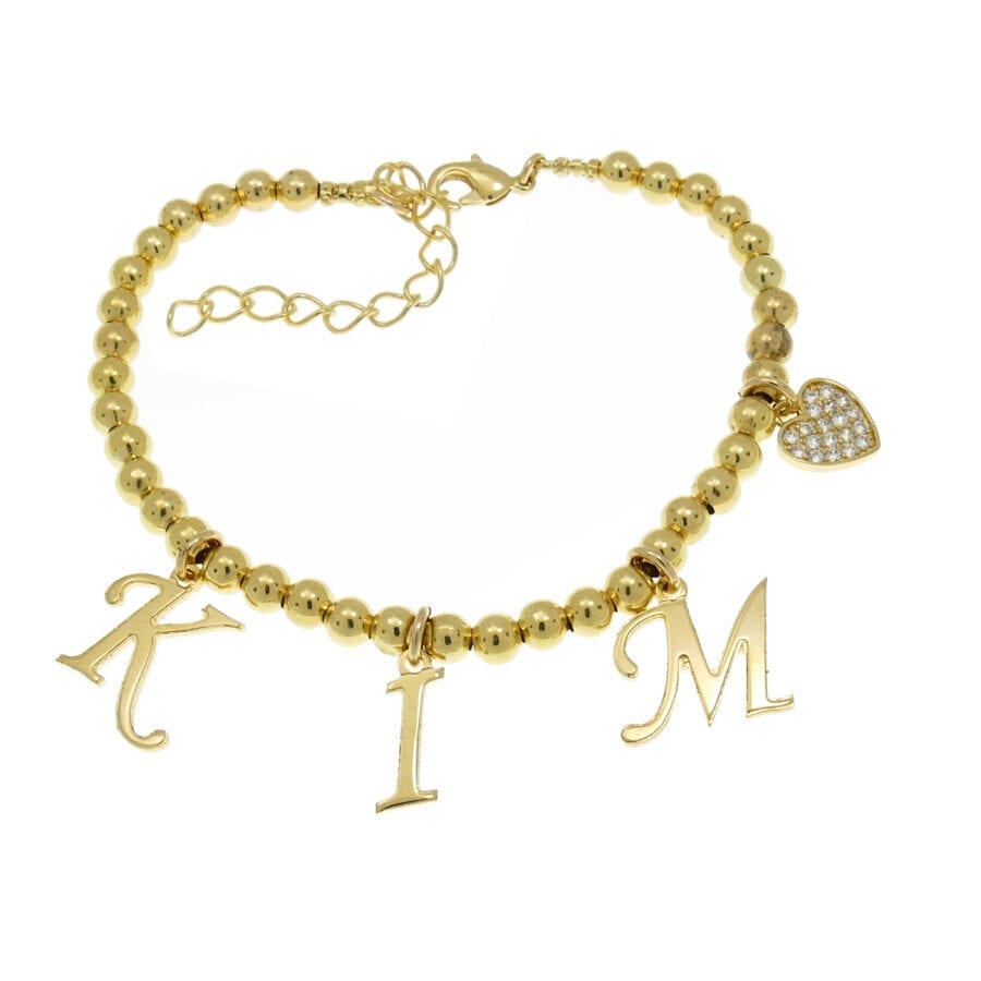 צמיד כדורים עם אותיות נופלות - צמיד כדורים חלקים מיוחדים ומנצנצים צמיד כדורים עם אותיות נופלות - צמיד כדורים חלקים מיוחדים ומנצנצים