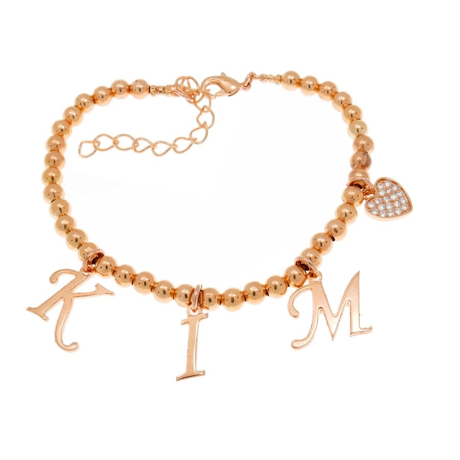 צמיד כדורים עם אותיות נופלות - צמיד כדורים חלקים מיוחדים ומנצנצים צמיד כדורים עם אותיות נופלות - צמיד כדורים חלקים מיוחדים ומנצנצים