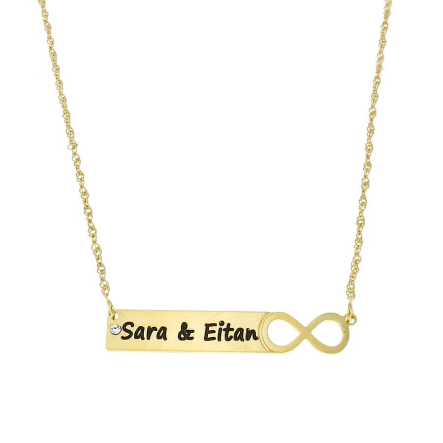 שרשרת פלטה בגימור אינפיניטי לחריטה – ניתן להוסיף זירקון לבן שרשרת פלטה בגימור אינפיניטי לחריטה – ניתן להוסיף זירקון לבן