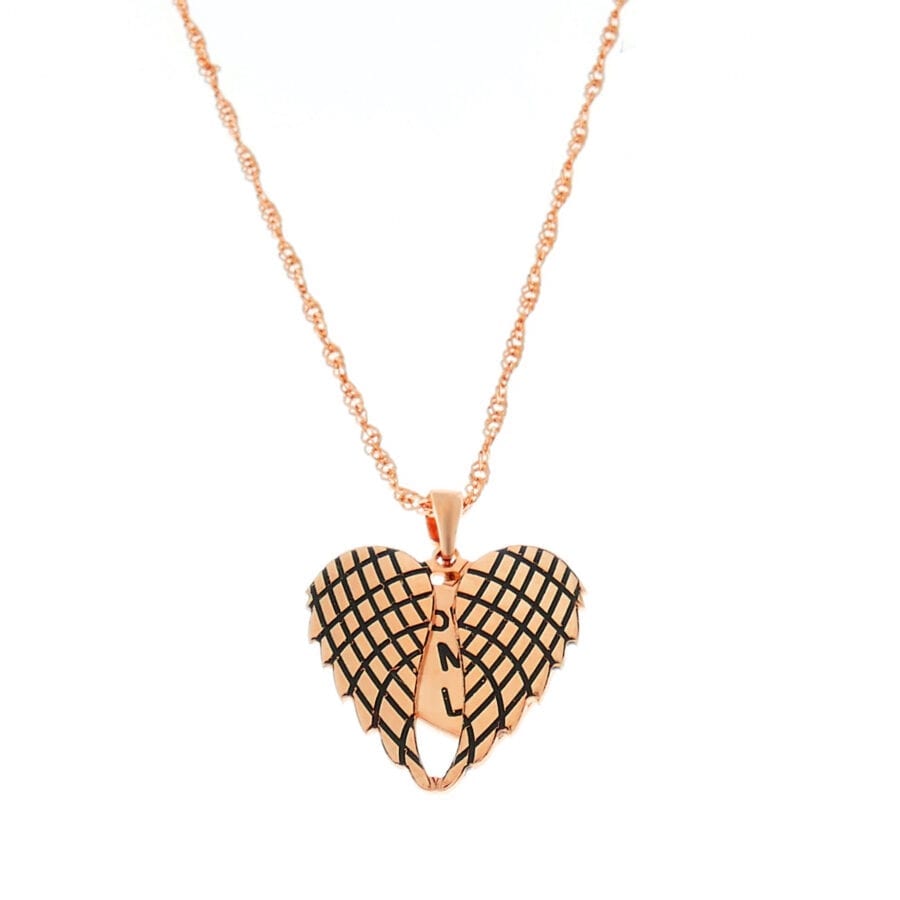 שרשרת כנפי מלאך בצורת לב ולב לחריטה – שרשרת מושלמת מכסף אמיתי 925 שרשרת כנפי מלאך בצורת לב ולב לחריטה – שרשרת מושלמת מכסף אמיתי 925