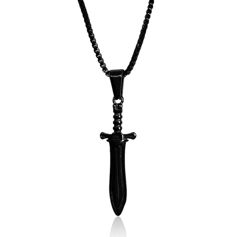 שרשרת חרב שחורה לגבר - שרשרת שחורה מיוחדת עם חרב מלחמתית