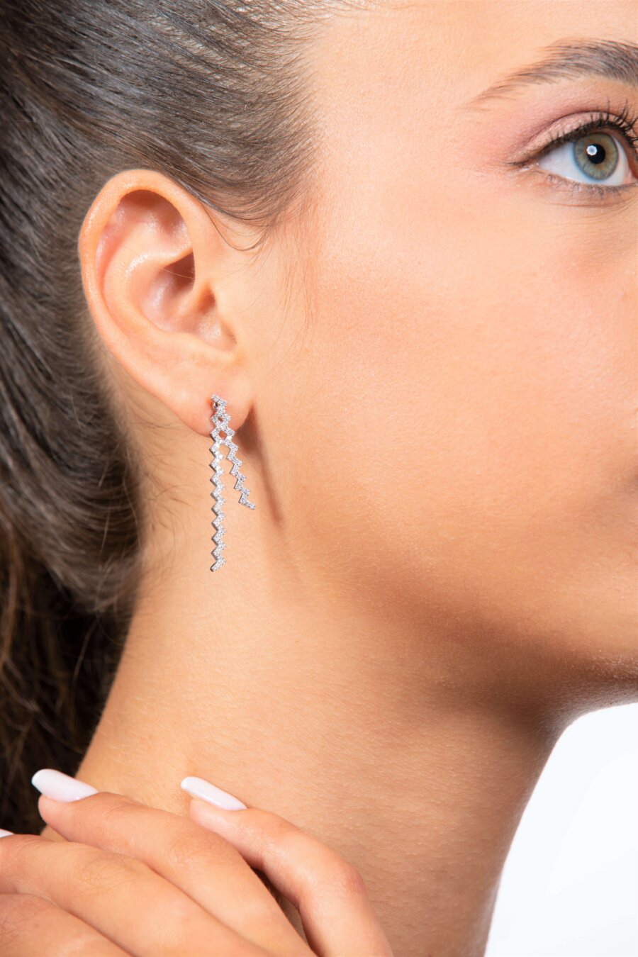 זוג עגילי זיגזג נופלים זוג עגילי זיגזג נופלים