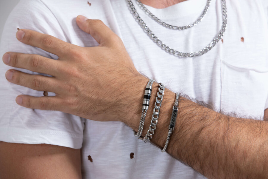 צמיד חוליות משולב חרוזים צמיד חוליות משולב חרוזים